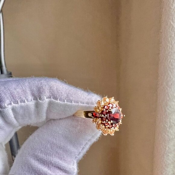 Vintage Garnet and Citrine Stone 10K Gold Ring Birthstone Healing Rings,Size 5 - Picture 8 of 11